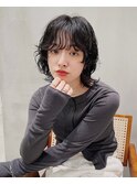 ニュアンスレイヤーウルフショートパーマ前髪パーマ