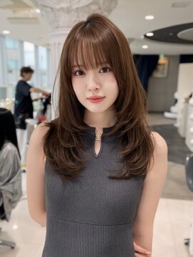 エアー 青山(AIR) 韓国ワンホンレイヤーヨシンモリ透明感ブリーチなしカラー