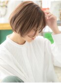 ニュアンスカラーくせ毛風切りっぱなしボブa浦和20代30代40代