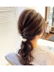 浜松市SEABELLEふわふわハーフアップ結婚式お呼ばれヘアセット