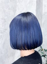 デミヘアー(Demi hair) 全体2回ブリーチ×ネイビーブルー