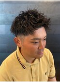 ツーブロック アップバング 束感ショート