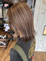 ロイズ ヘアデザイン アンド スパ(LOES) 切りっぱなしこなれミディ×アンブレラカラー×白髪ぼかし×前髪