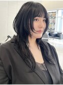 レイヤーカットブルーブラックイメチェンシースルーバング