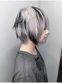 レイヤーシャギーカツトショートデザインカラーホワイトシルバー