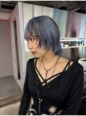 アイスブルー×ブラウンのコントラスト2トーンデザインウルフ