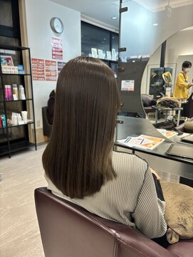 オリーブベージュ透明感カラーブリーチなしダブルカラー