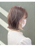 インナーカラー×レイヤーボブ×ミルクブラウン横浜
