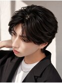 韓国風センターパートカルマバングフェザーパーマ曲がる縮毛矯正
