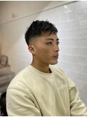 ツーブロックツイストパーマビジネスかき上げフェードS96