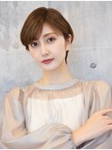 大人ショートボブ丸みショートカットマッシュショート前髪あり
