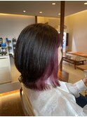 10代20代30代くびれエアリーカールボルドーインナーカラー