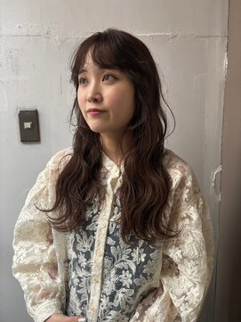 O チョコレートベージュバウンシーカール小顔フェイスレイヤー