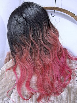 ブレイズヘアー(BLAZEhair) レッド×エアタッチグラデーションカラー×ブリーチ２回