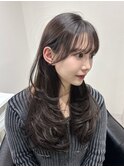 顔まわりレイヤー 艶カラー 暗髪 韓国風 髪質改善 福岡美容室