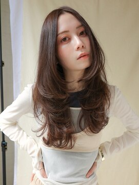 アンドスタイル(&style) 【TSUJI】レイヤー ベージュ オリーブ ブラウン ロングヘア