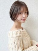 ミルクティーベージュアッシュひし形レイヤーボブ30代40代A20