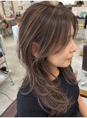 大人ハイライトグラデーショングレージュバイオレット