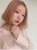 【BAYROOM】ワンレン内巻きボブ×ピーチピンクアッシュ