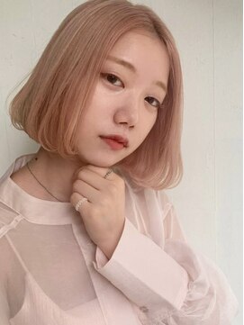 ベイルーム(BAYROOM by HONEY omotesando) 【BAYROOM】ワンレン内巻きボブ×ピーチピンクアッシュ