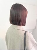 ナチュラルボブ ぱっつんボブ くすみベージュ