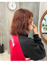 テトヘアー(teto hair) ボブウェーブパーマ　くるくる　オレンジブラウン　暖色