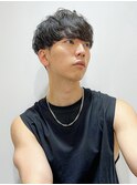 【吉田智哉】メンズパーマ、メンズセンターパート、7:3パート