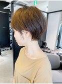 ひし形ナチュラルショート×マットベージュ　ニュアンスカラー
