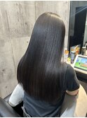 ロングヘアーブラックカラー縮毛矯正上級髪質改善 赤坂見附