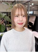 ボブミディアムハイトーン前髪カット_F21376