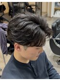 メンズフェザーショートフェザーパーマ毛流れパーマ/三宮