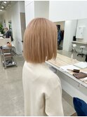 ミルクティーブラウン/ハイトーンワンレンボブ/ケアブリーチ
