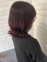 ルノン(LUNON)&nbsp;肩下外ハネスタイル/ピンクブラウン/レッドピンク