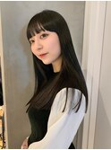 サラ艶黒髪ロング髪質改善ストレートブルージュ髪ありワイド
