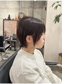ツヤ髪スタイルニュアンスカラーショートボブセンターパート