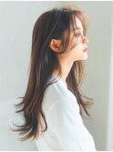 ロングヘア/レイヤーカット/シースルーバング/ベージュブラウン