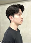 メンズセンターパートニュアンスパーマ毛流れ縮毛矯正刈り上げ