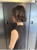 ボブパーマ/切りっぱなしボブ/ナチュラルグラデーション
