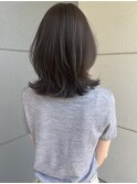 ミディアム　ボブ　外はね　大人　可愛い　前髪長め　担当阿知波
