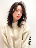【田村】大人可愛い小顔モテ髪黒髮エアリーミディ20代30代40代