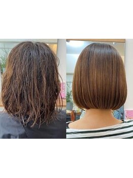 【なかもず駅から徒歩8分】クセやうねりを解消しながら髪質改善♪ダメージを最小限に抑えた縮毛矯正！