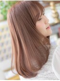 ★艶カラーミルクティーピンクレイヤーロング20代30代40代★9