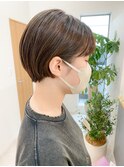 20代30代おすすめショート/丸みショートボブ/アッシュブラウン