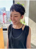 刈り上げ女子、ショートパーマ、ニュアンスパーマ、くせ毛風
