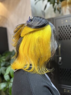 ヴァイス 渋谷店(VAICE) インナーカラー/ダークグレー/イエロー/ボブ