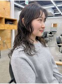 ミディアムパーマ　ニュアンス　くせ毛風パーマ　ケアパーマ