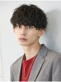 無造作ランダムマッシュショートソフトツイストスパイラルパーマ