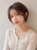 ロングレイヤー ベージュカラー ショートボブ 切りっぱなし
