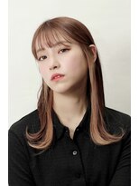 ブッシュ 水広店(BUSH)&nbsp;セミロング×インナーカラー×ベージュ