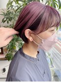 逆インナーカラー/ピンク×ピンク/ショートボブ
